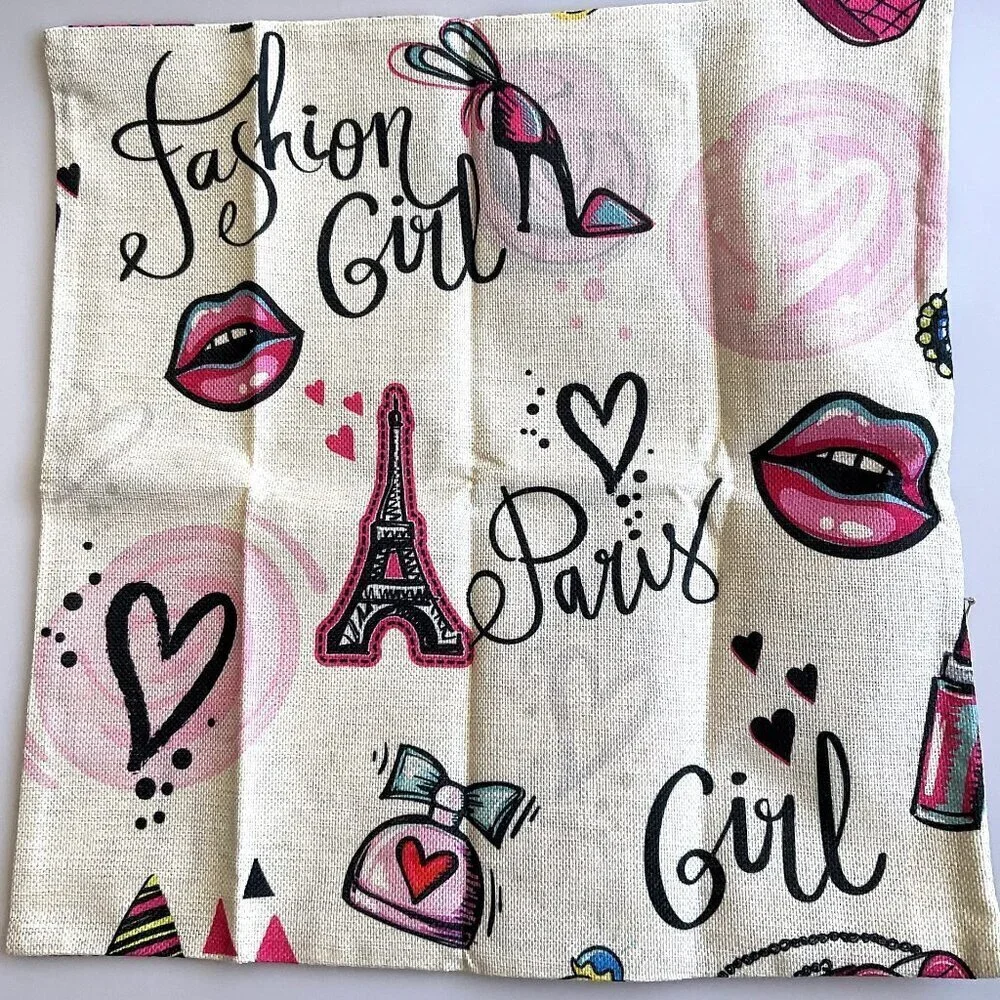 PARIS FASHION GIRL PILLOW CASE